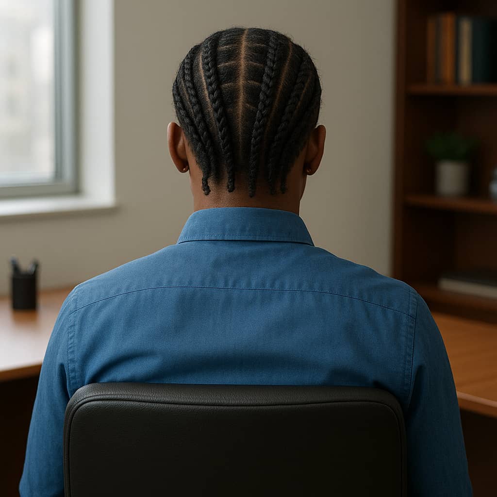 A young man with braided hair expressing individuality and style